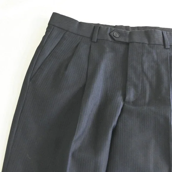 Bachrach 40R 32x32 Navy Blue Stripe Italy Made 100% Wool Mens Jacket Pants Suit‎